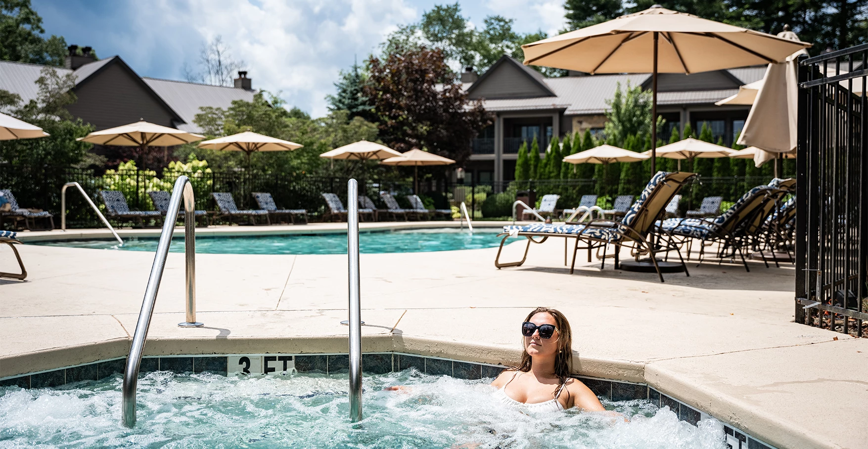 a woman in a swimming pool