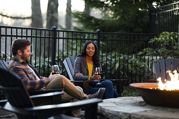 a group of people sitting outside