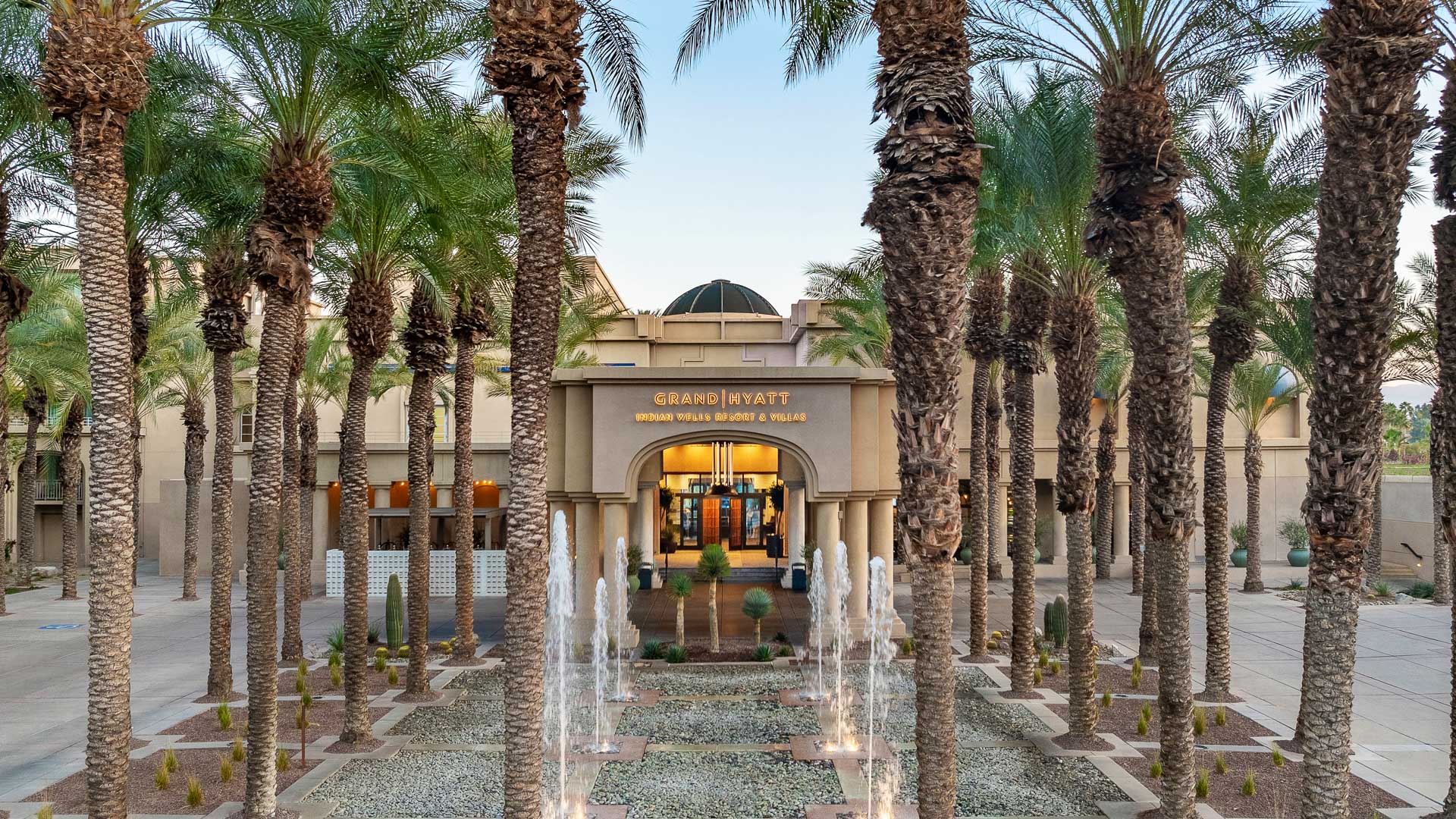a fountain in front of a building
