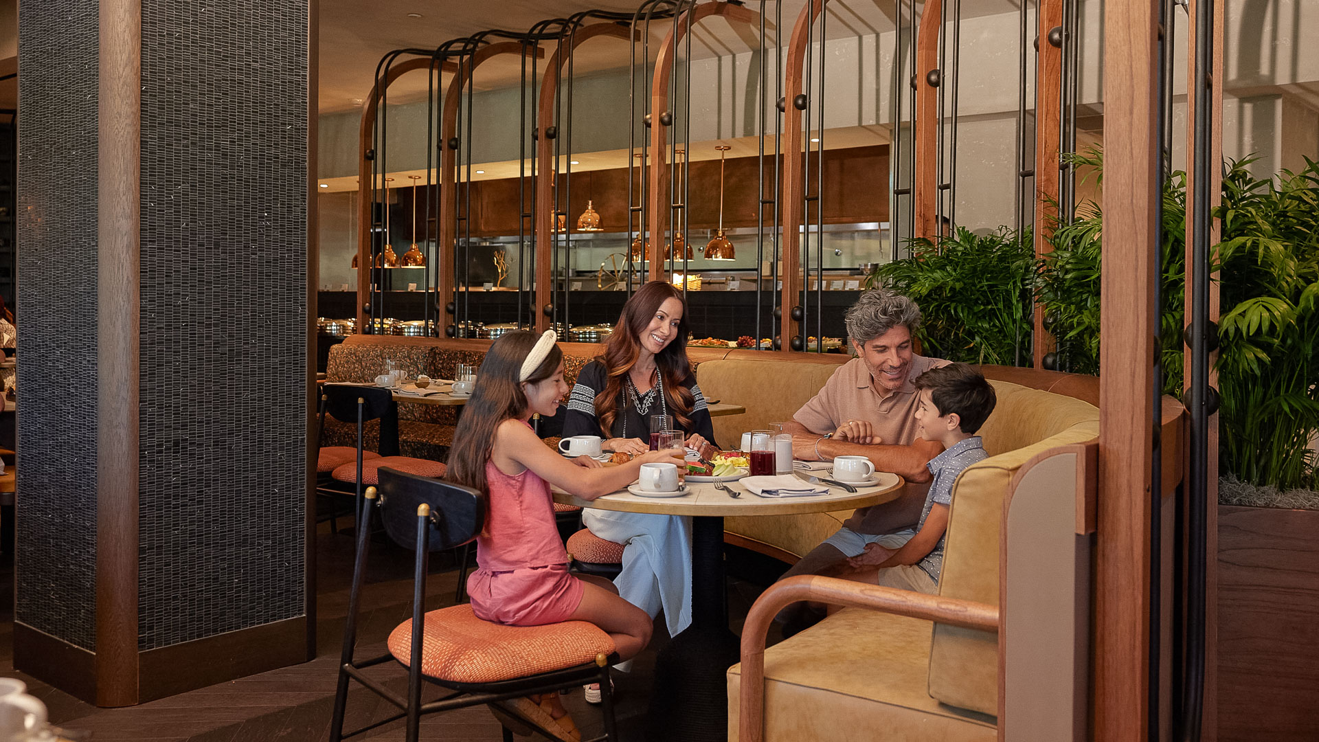 a group of people sitting at a table