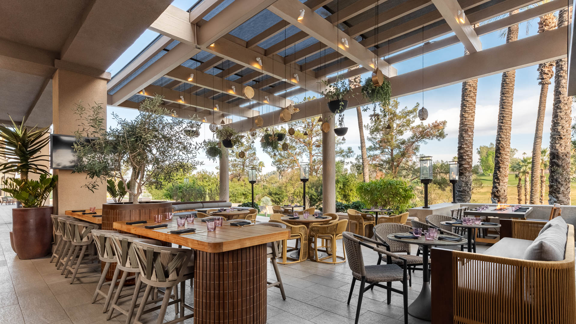 a restaurant with tables and chairs