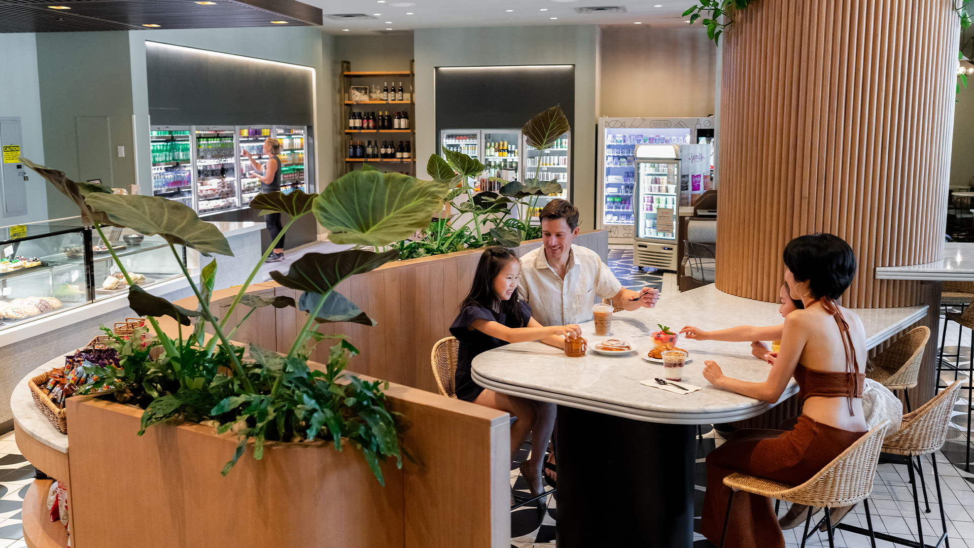 a group of people sitting at a table