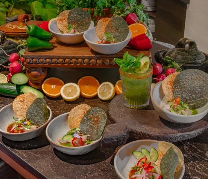 a table with food on it