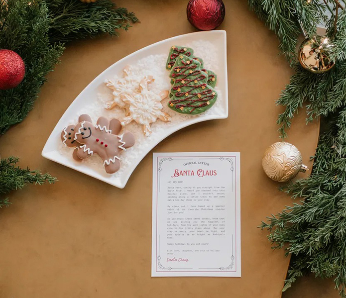 a plate of cookies and a note