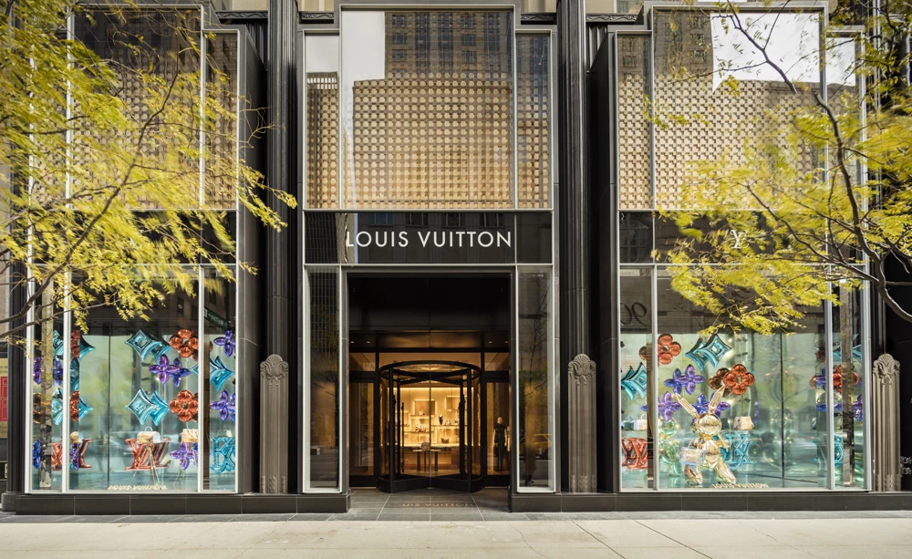 a store front with glass windows