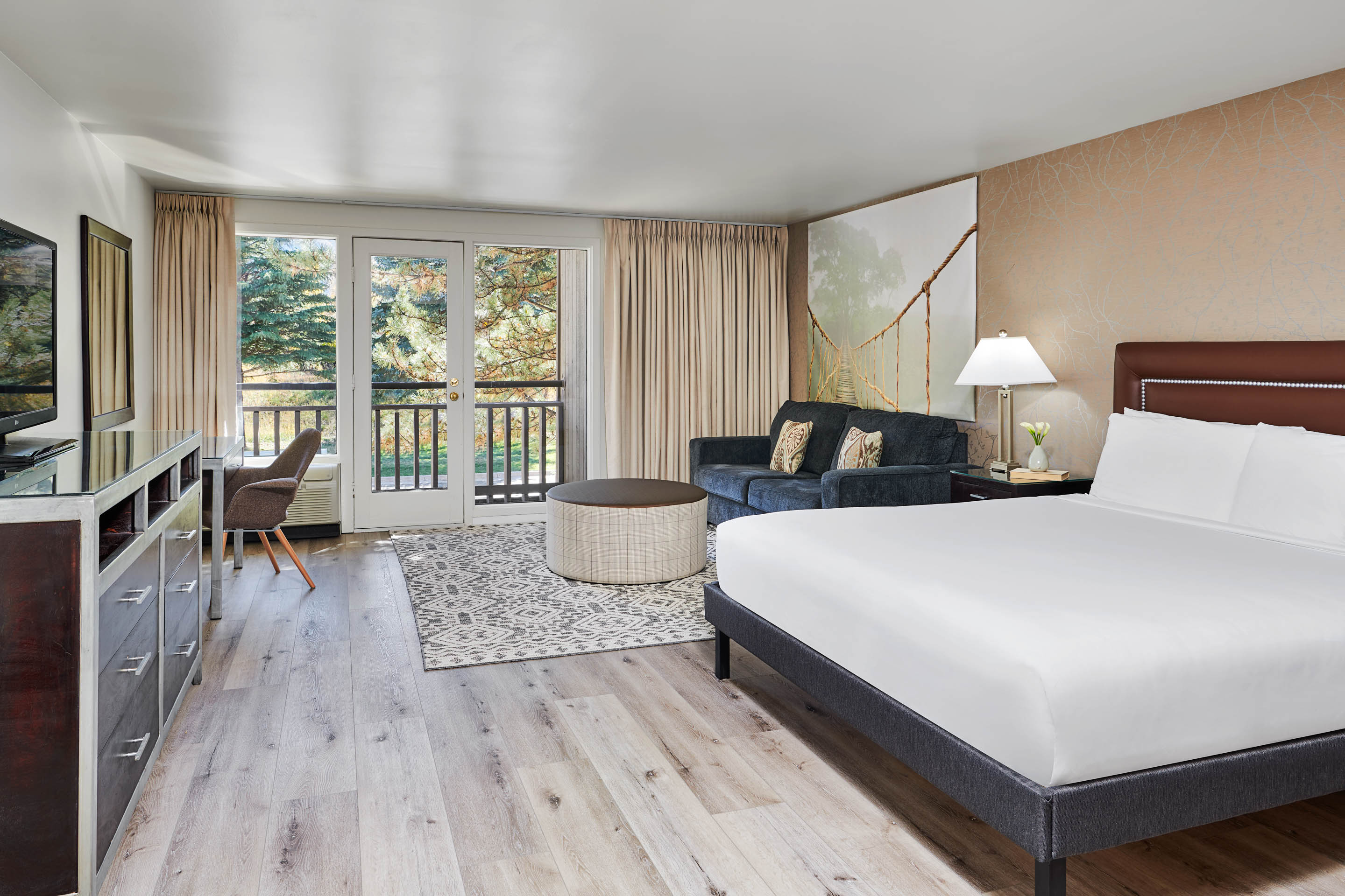 a room with a bed and a couch