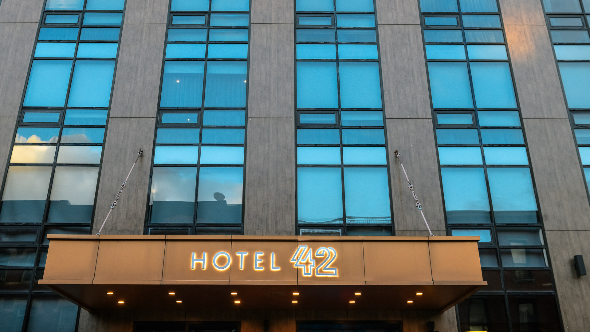 a building with a sign on it