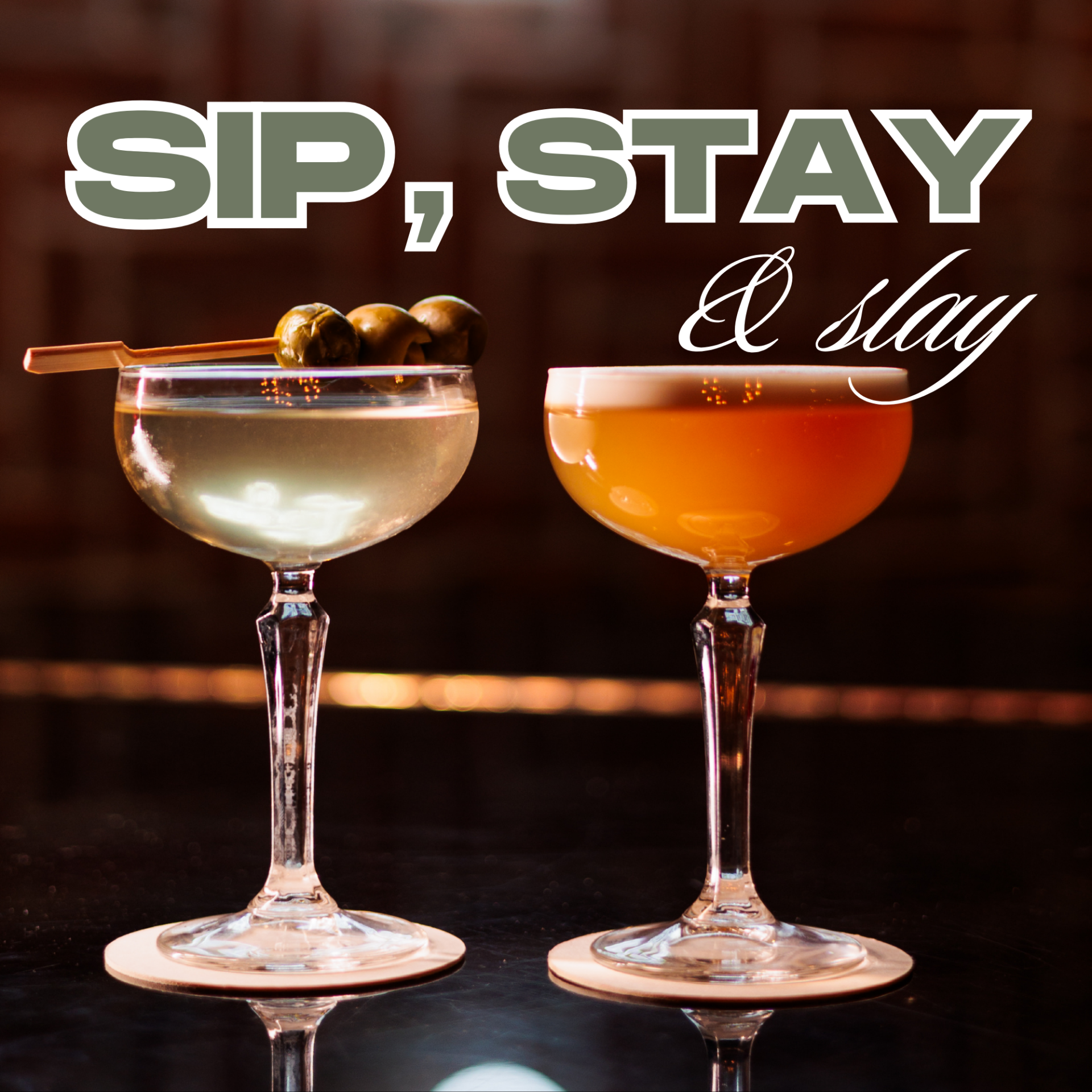 two glasses of drinks on a table