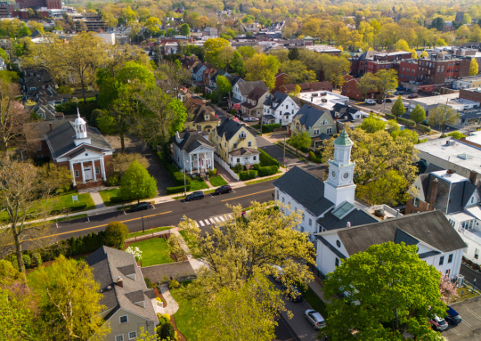 a aerial view of a neighborhood