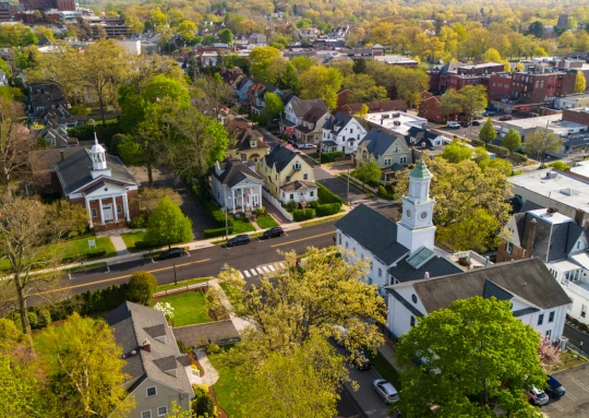 a aerial view of a neighborhood