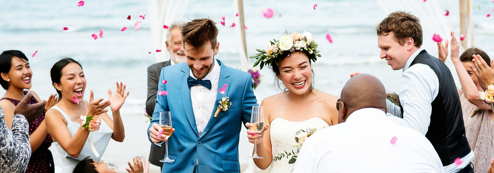 a couple in a wedding dress