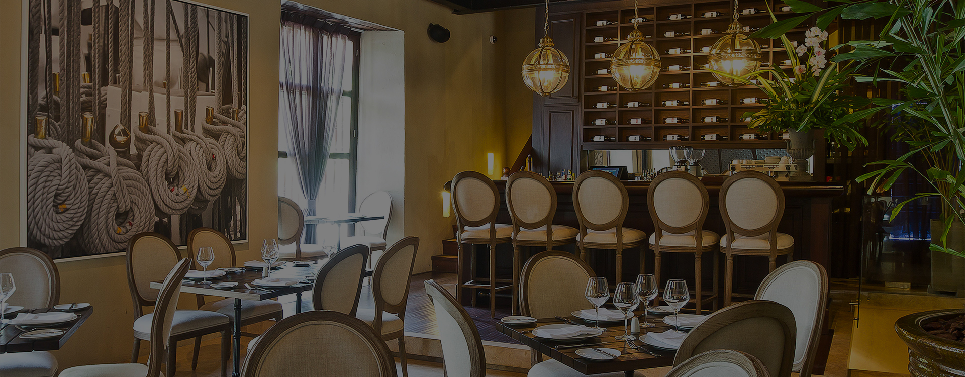 a room with tables and chairs