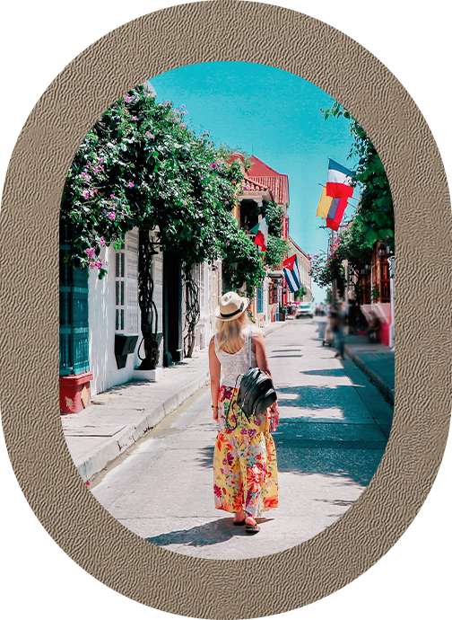 a woman walking down a street