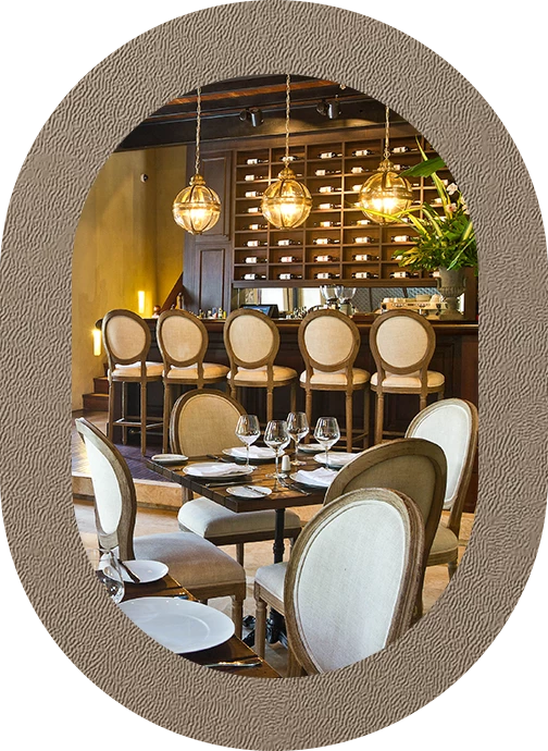 a room with chairs and tables