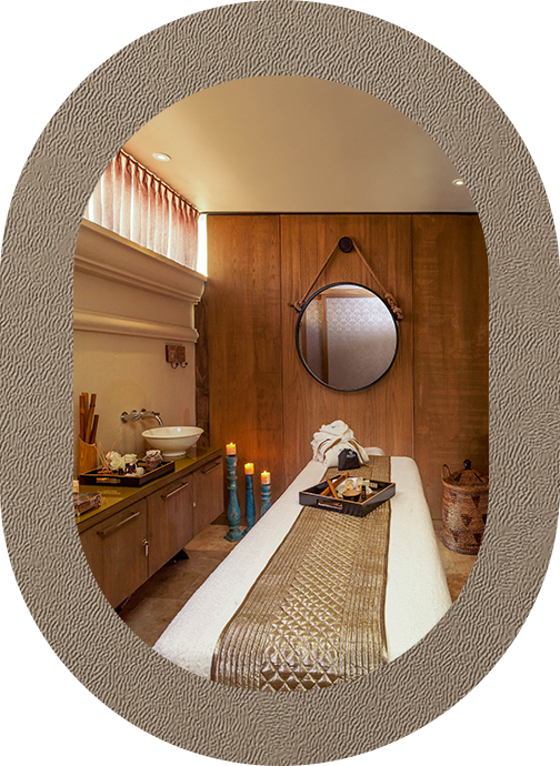 a massage table in a room