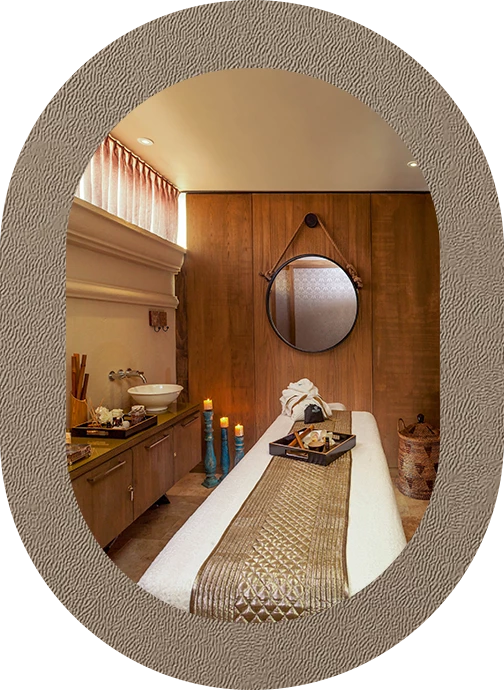 a massage table in a room