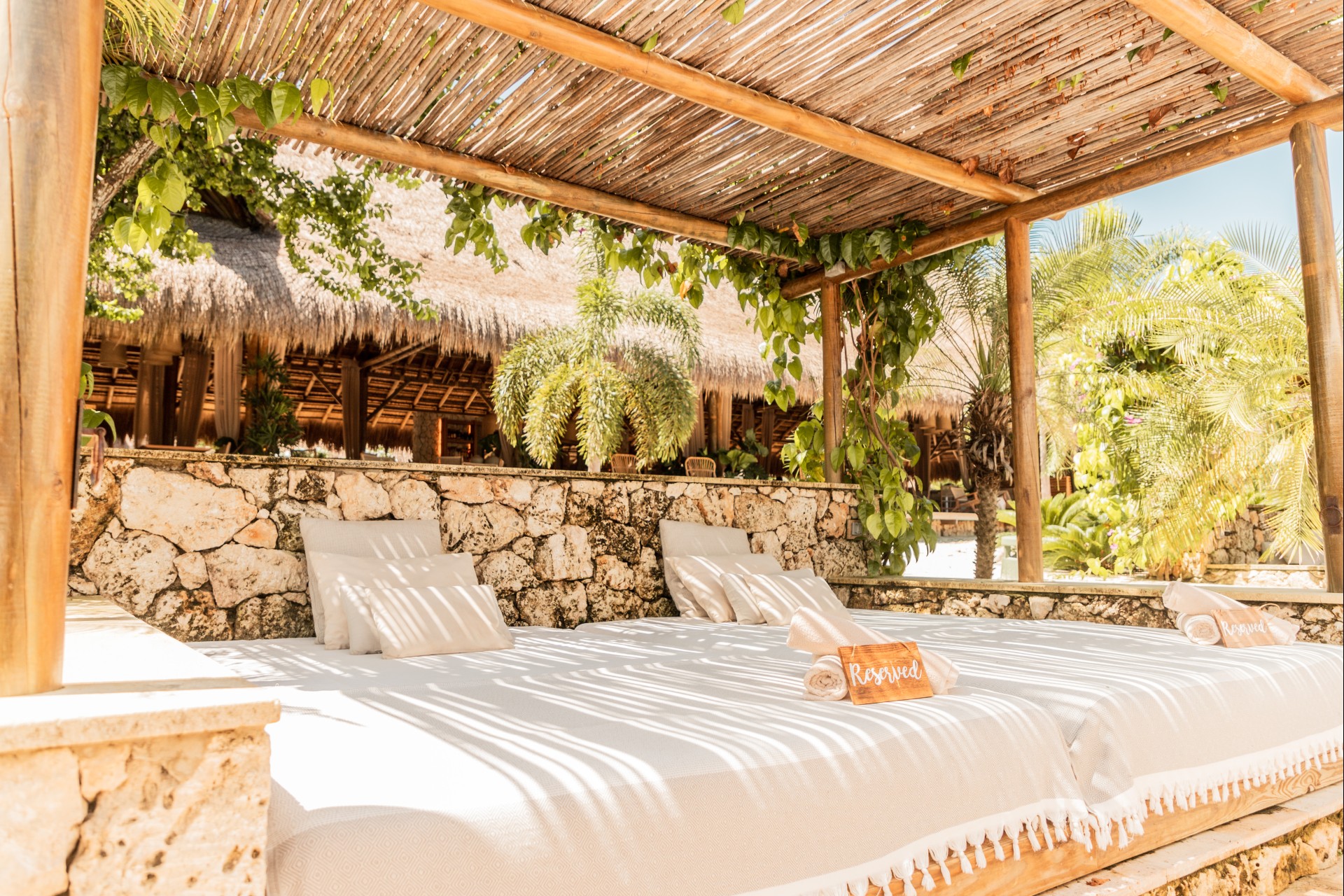 a bed under a canopy