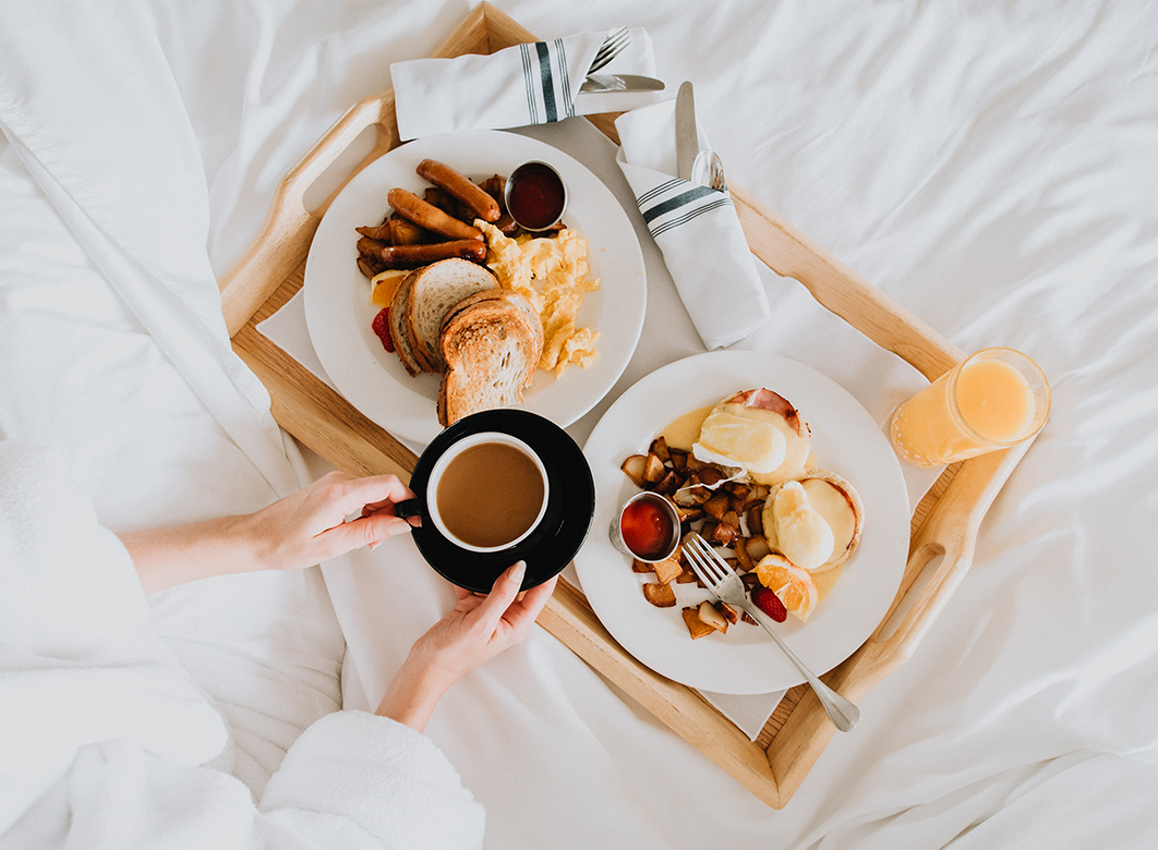 a tray with food on it