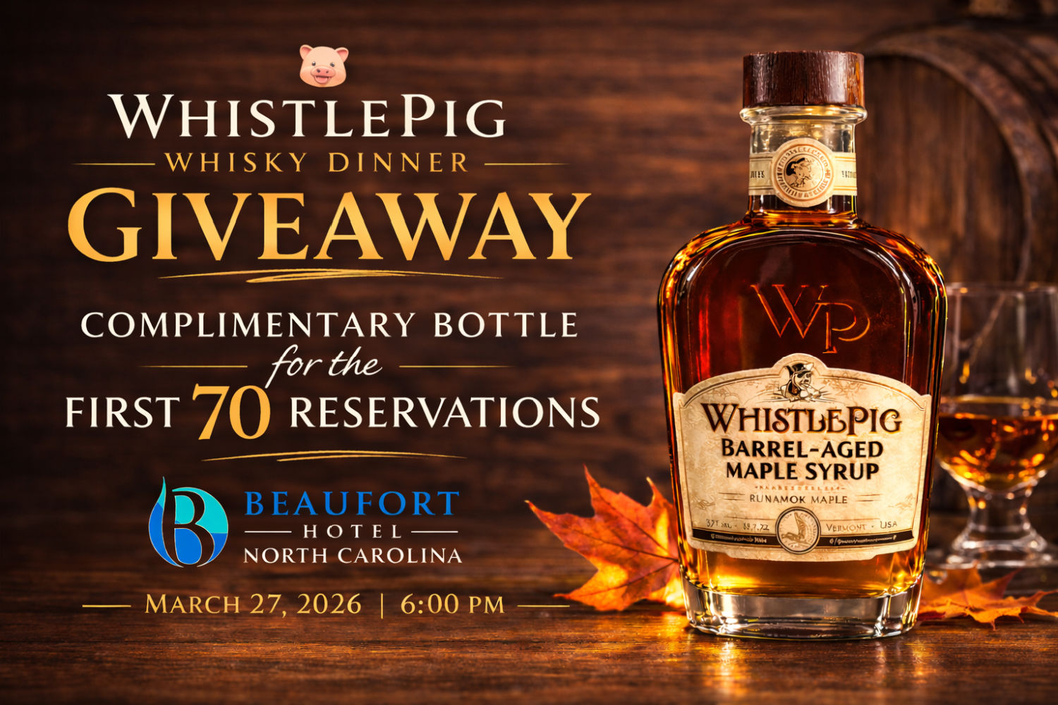 a bottle of maple syrup on a table