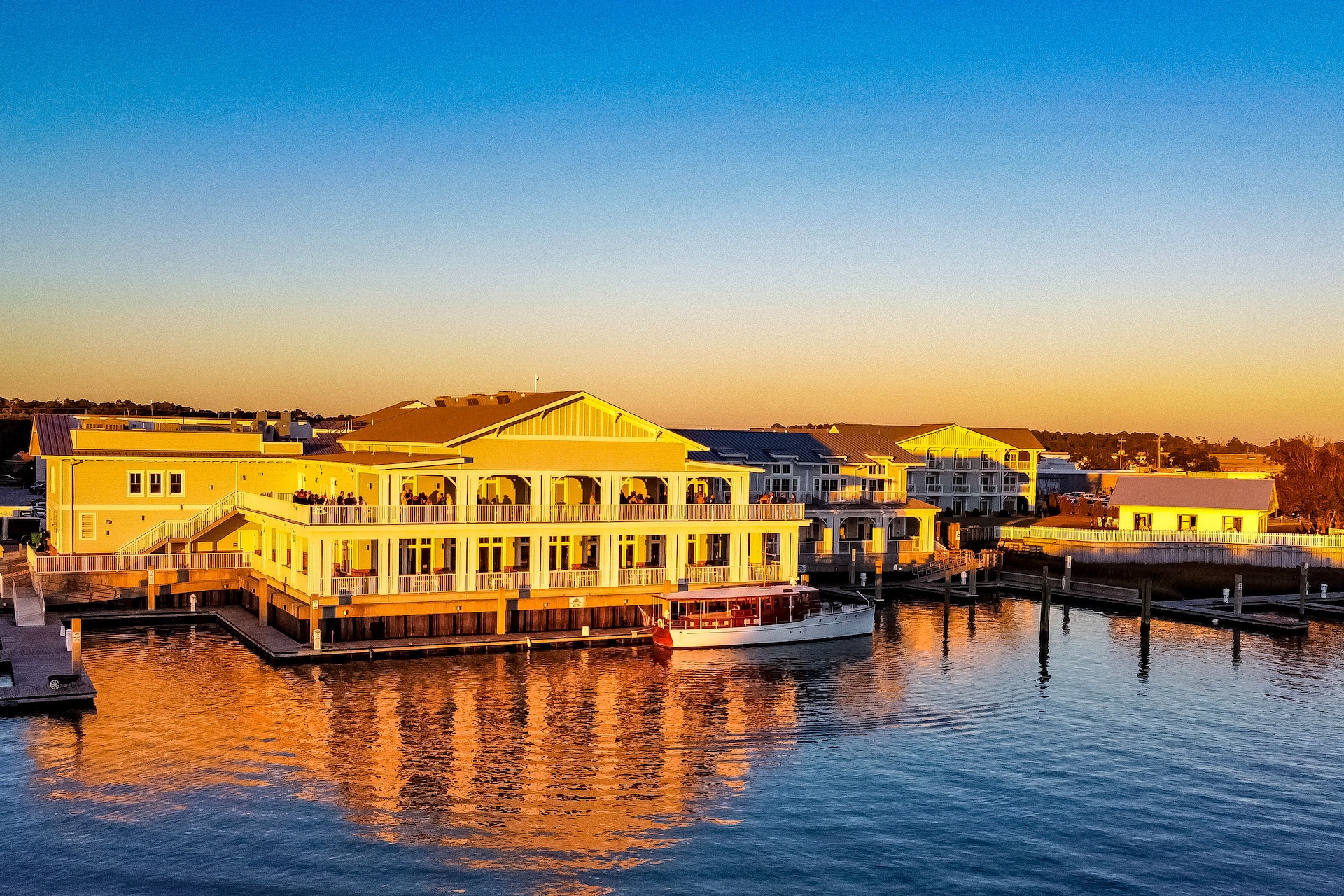 a building on a body of water