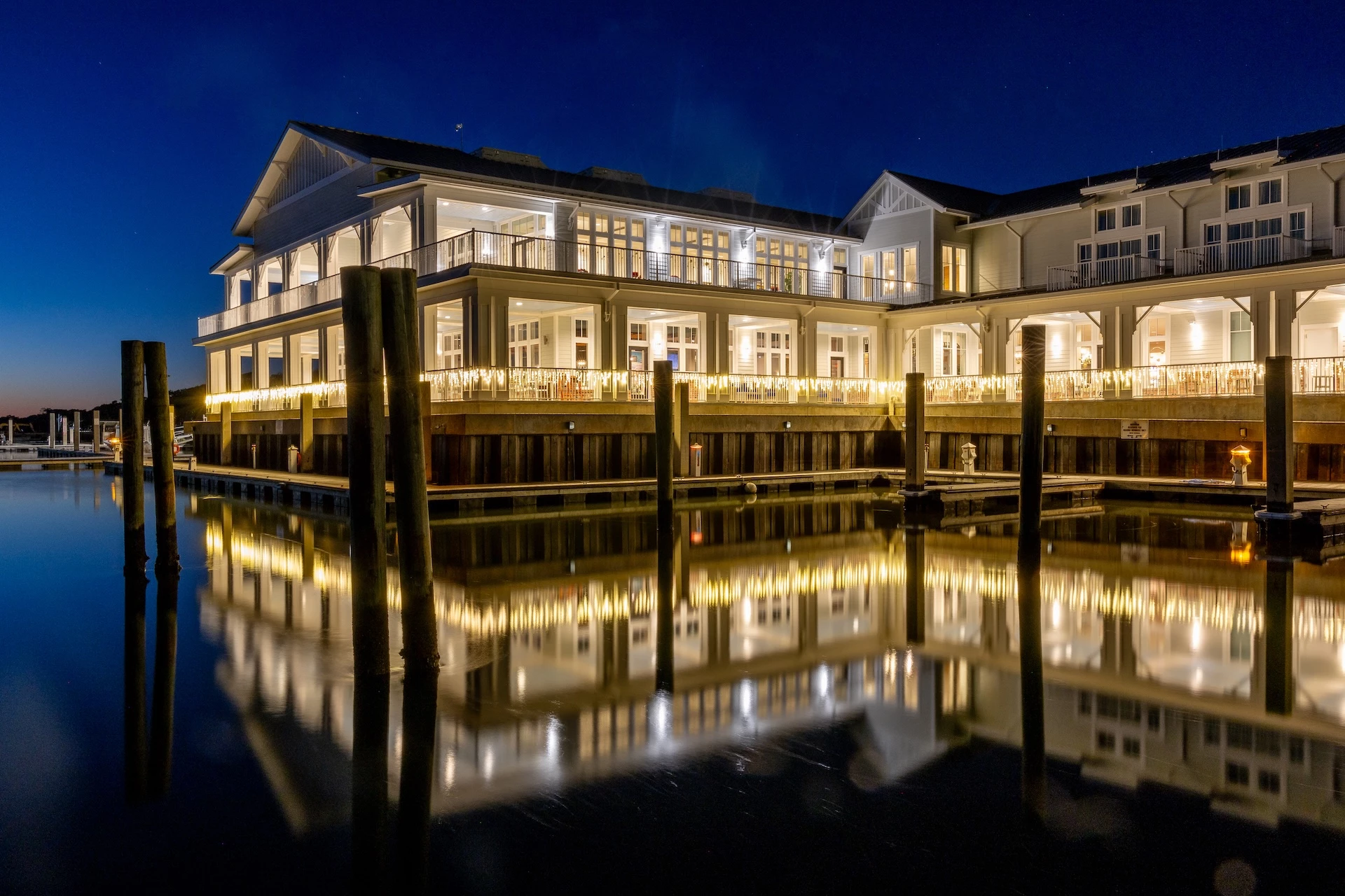 a building with lights on it