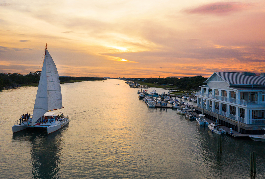 a sailboat in a harbor