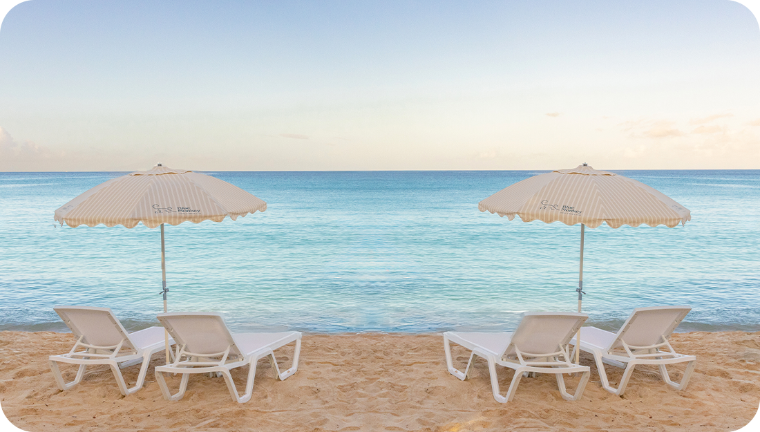 chairs and umbrellas on a beach