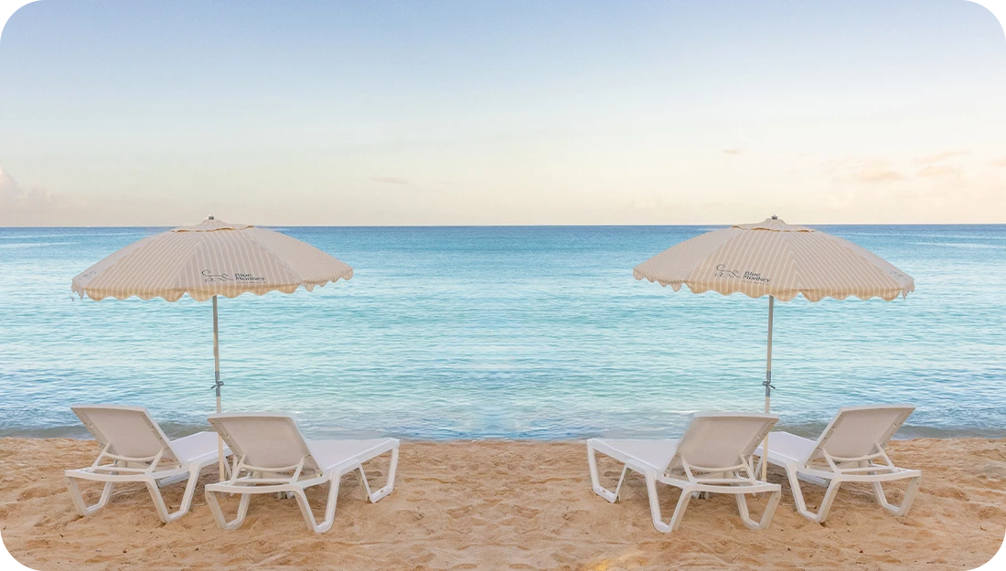 chairs and umbrellas on a beach