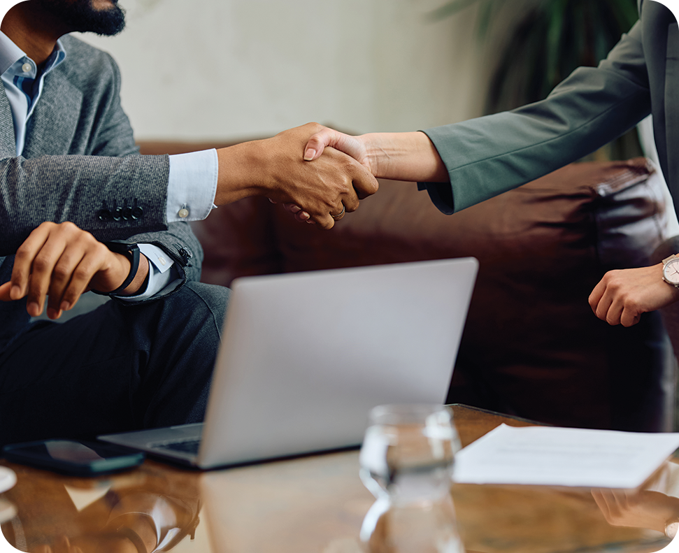 a man and woman shaking hands