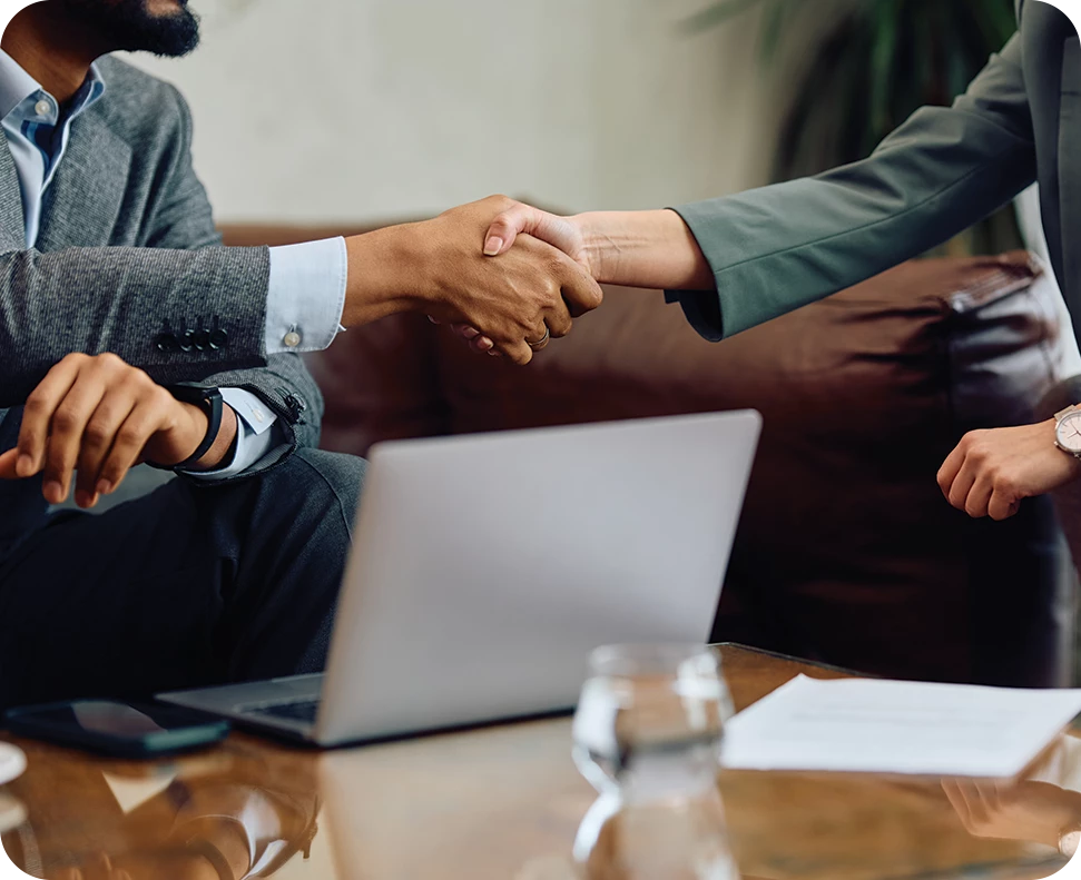 a man and woman shaking hands