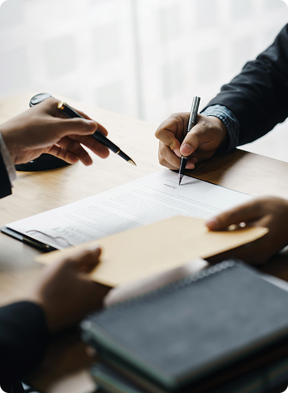 a person signing a document