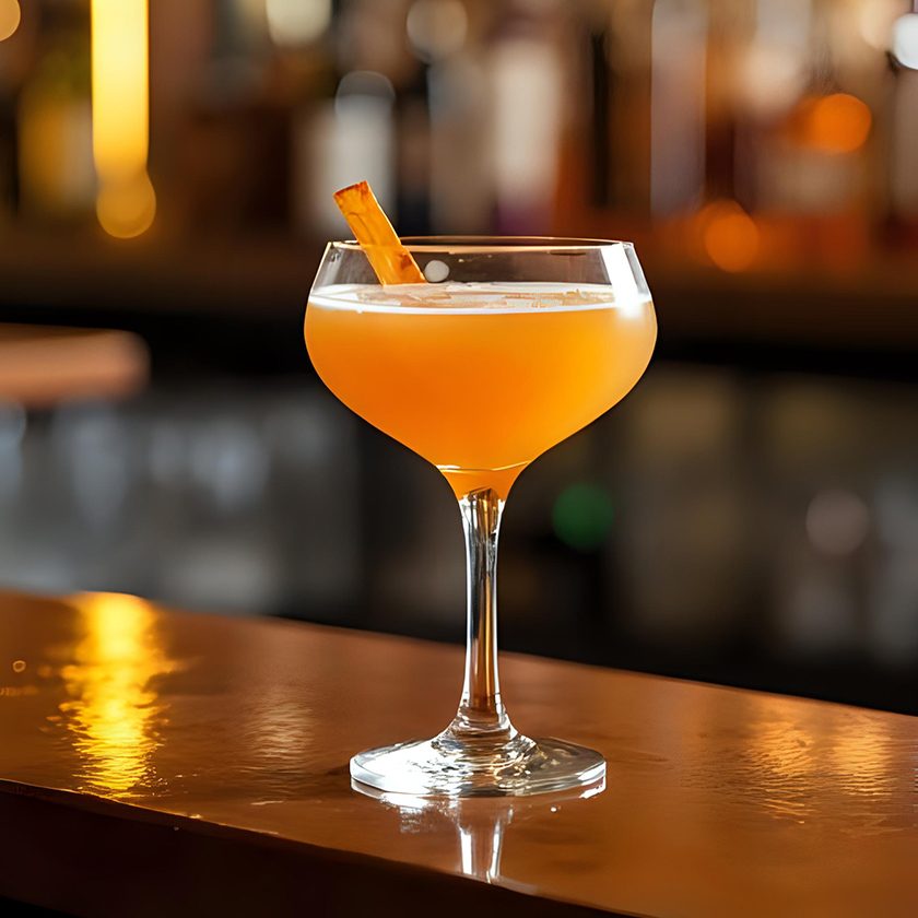 a glass of orange liquid