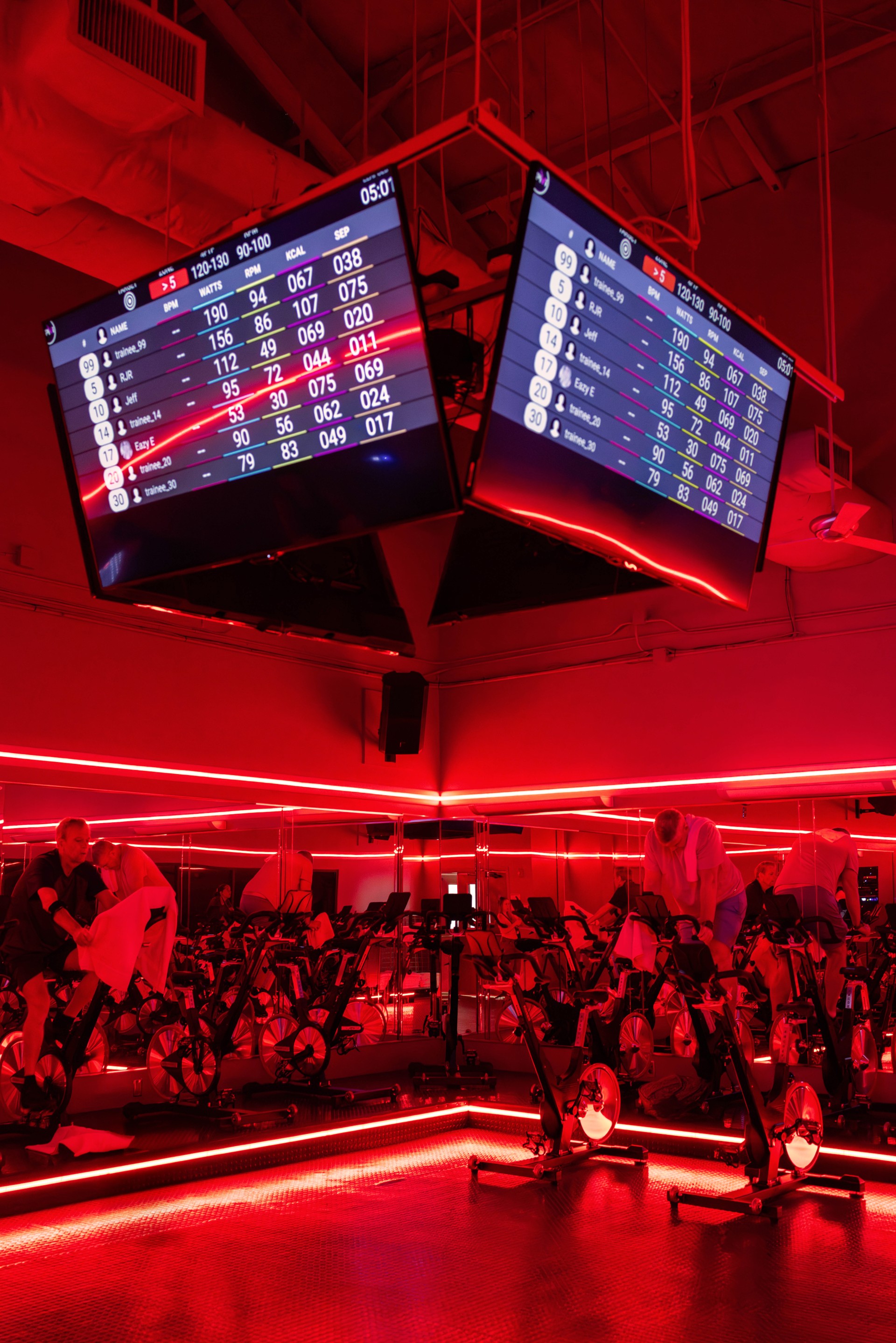 a group of people in a gym
