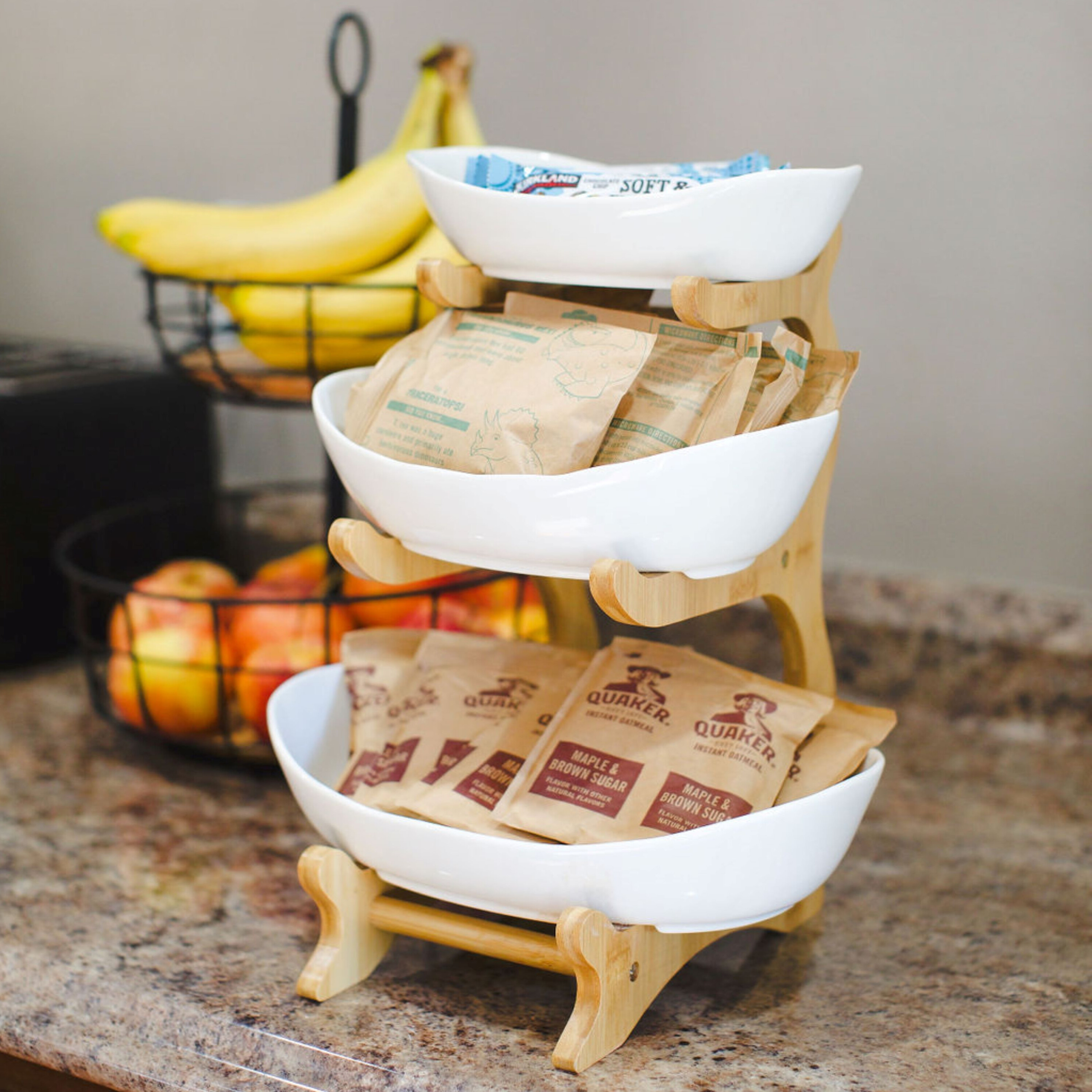 a bowl of condiments on a counter