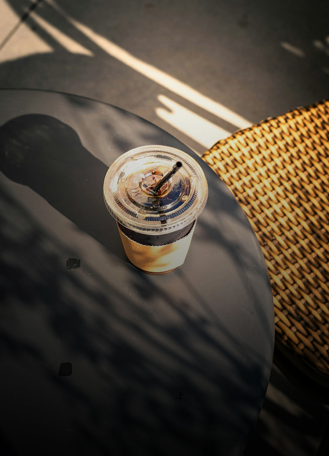 a cup of coffee on a table