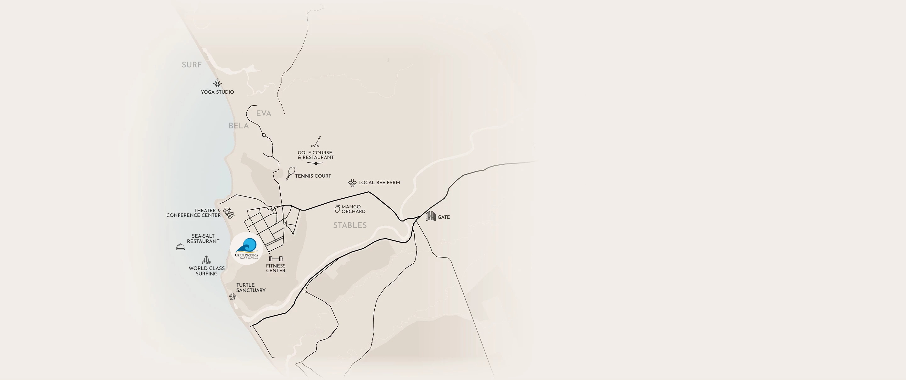 a building with a pool and grass lawn