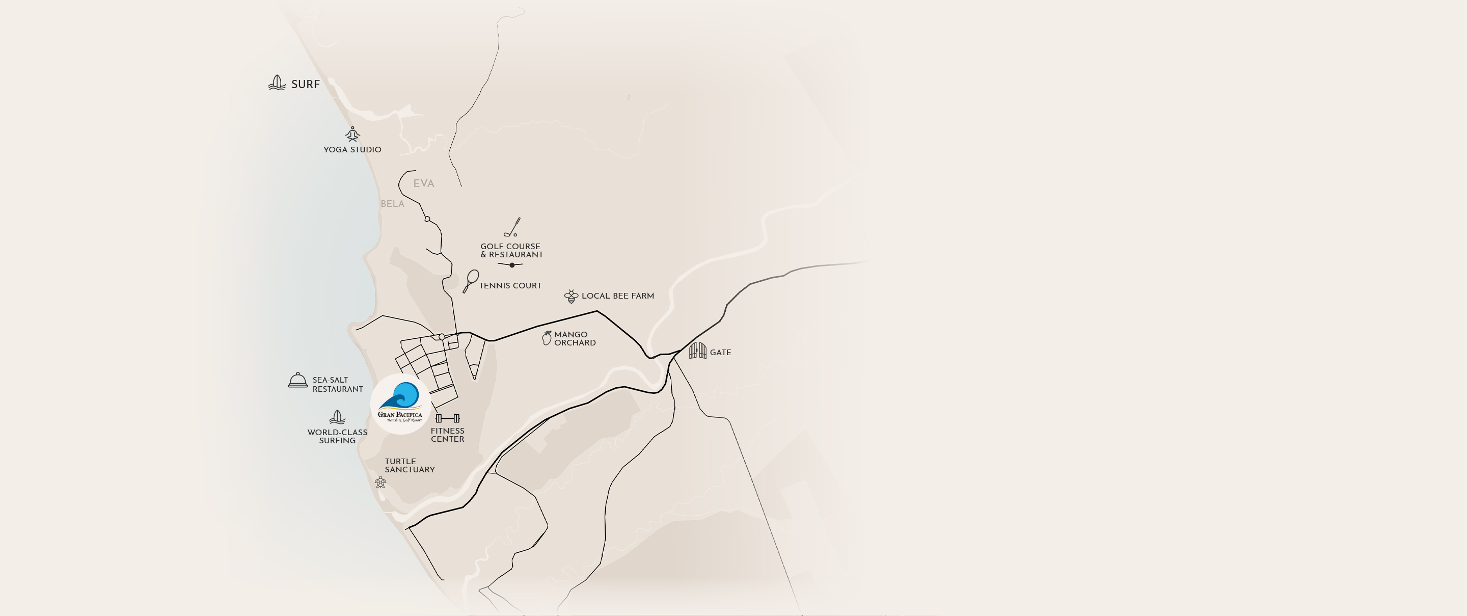 a building with a pool and grass lawn