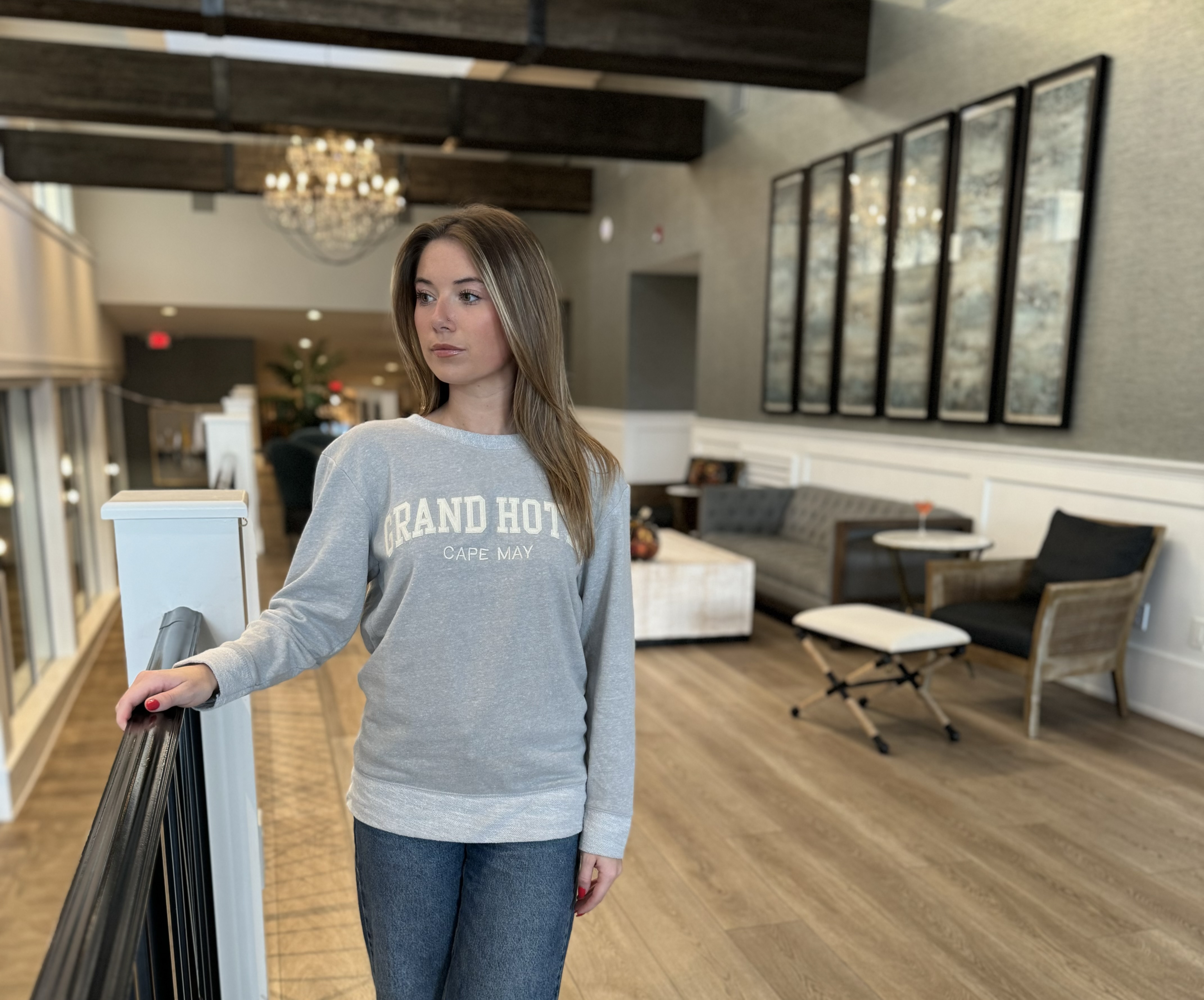 a woman standing in a room