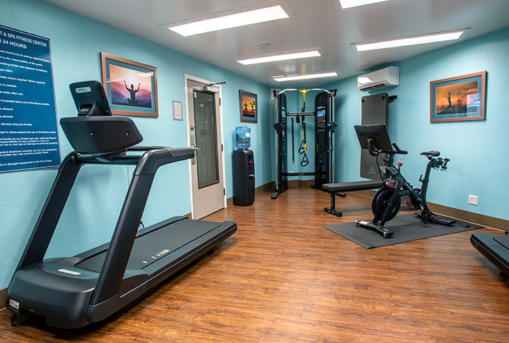 a gym with exercise equipment