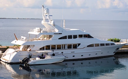 a large white boat in the water