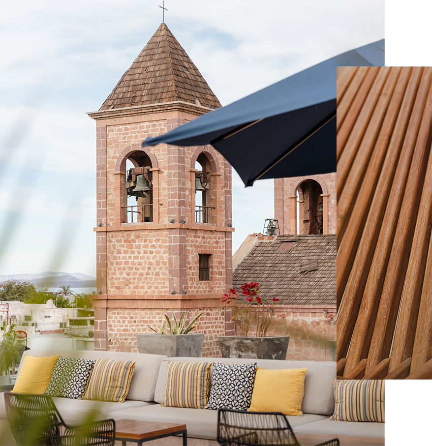 a brick building with a bell tower