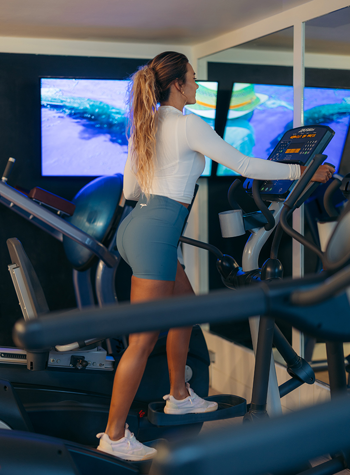 a woman on a treadmill