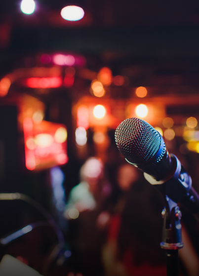 a microphone on a stand