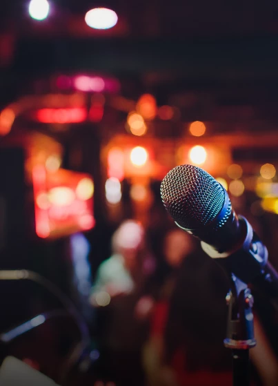 a microphone on a stand