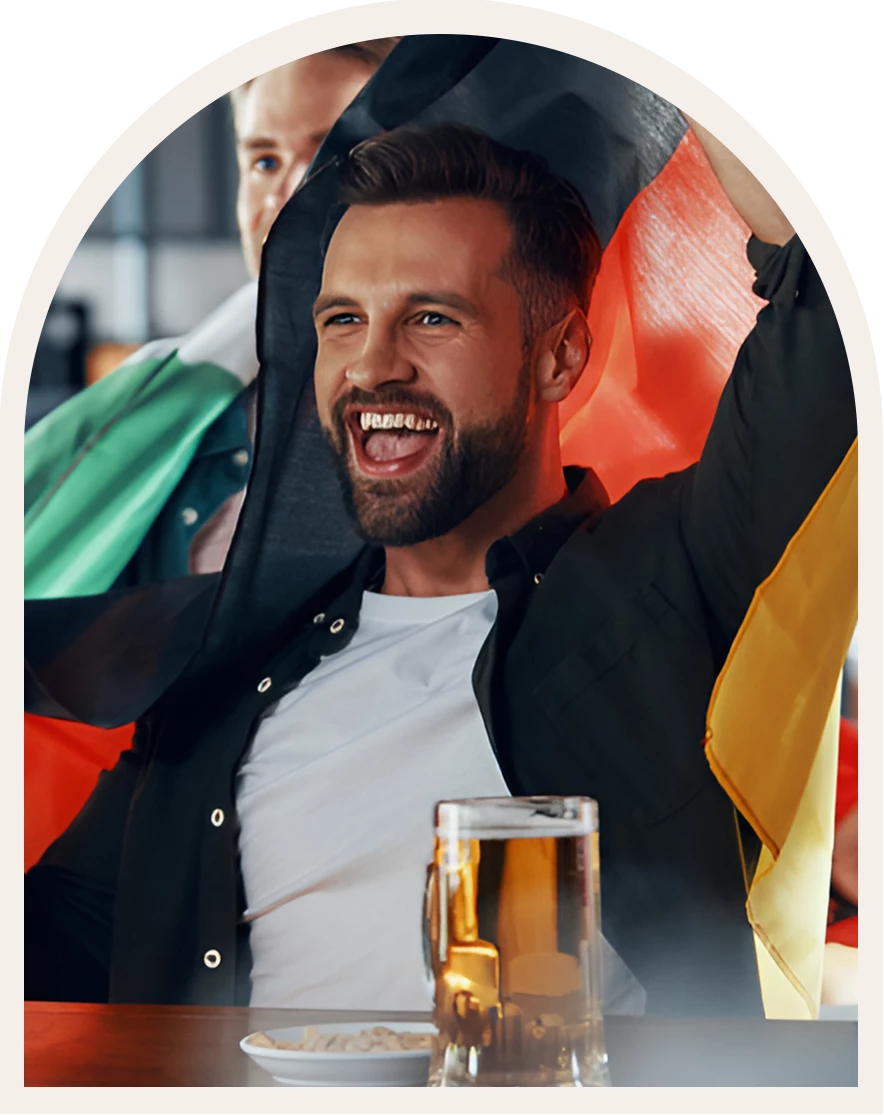 a man holding a flag