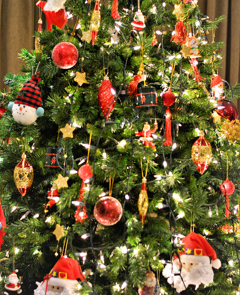 a christmas tree with ornaments