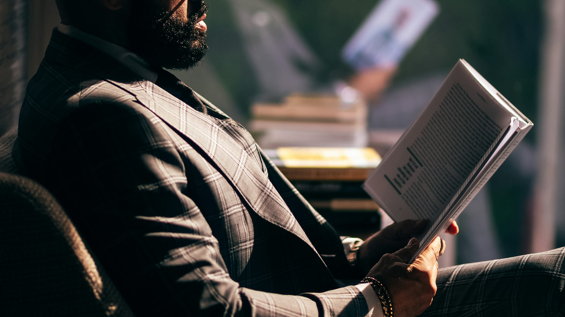 a man reading a book