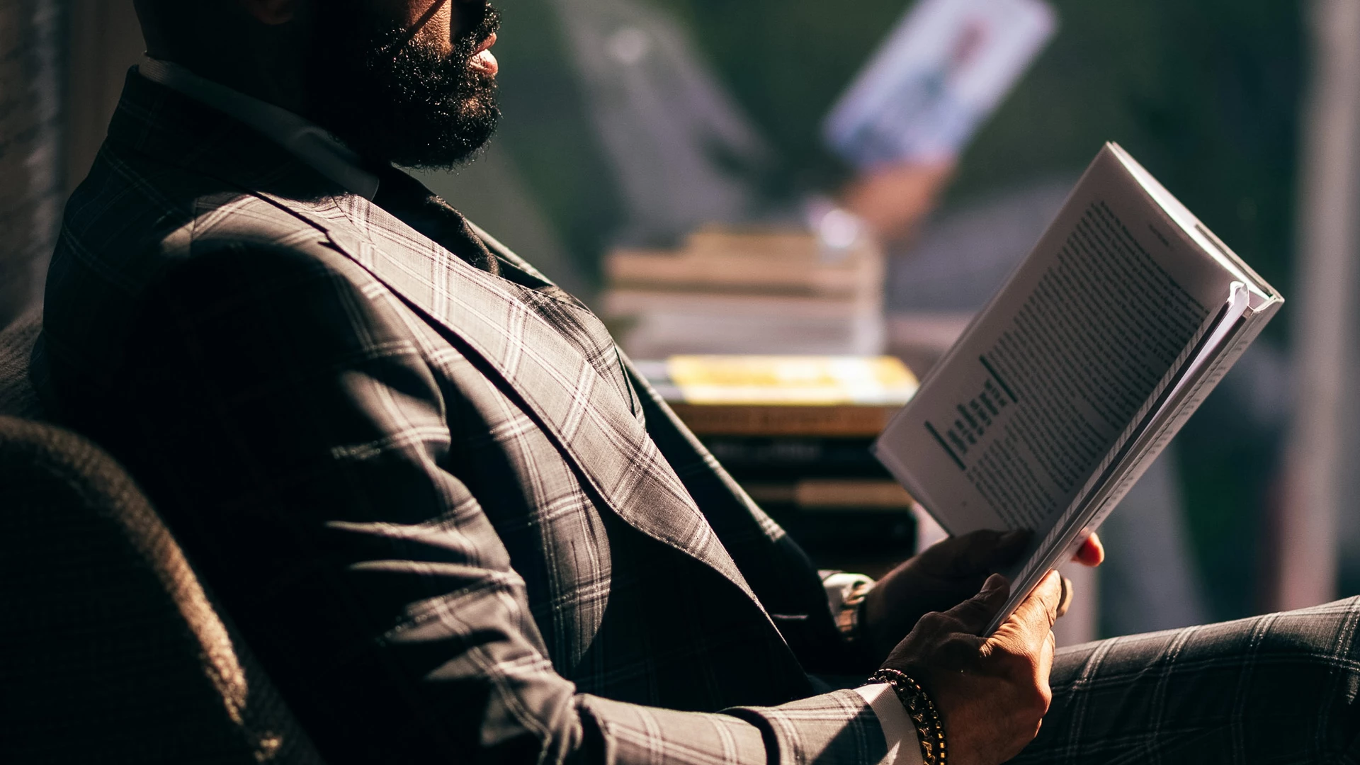 a man reading a book