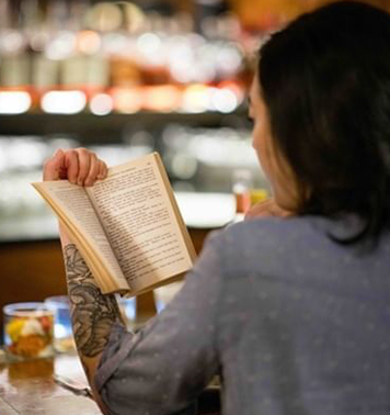 a woman reading a book