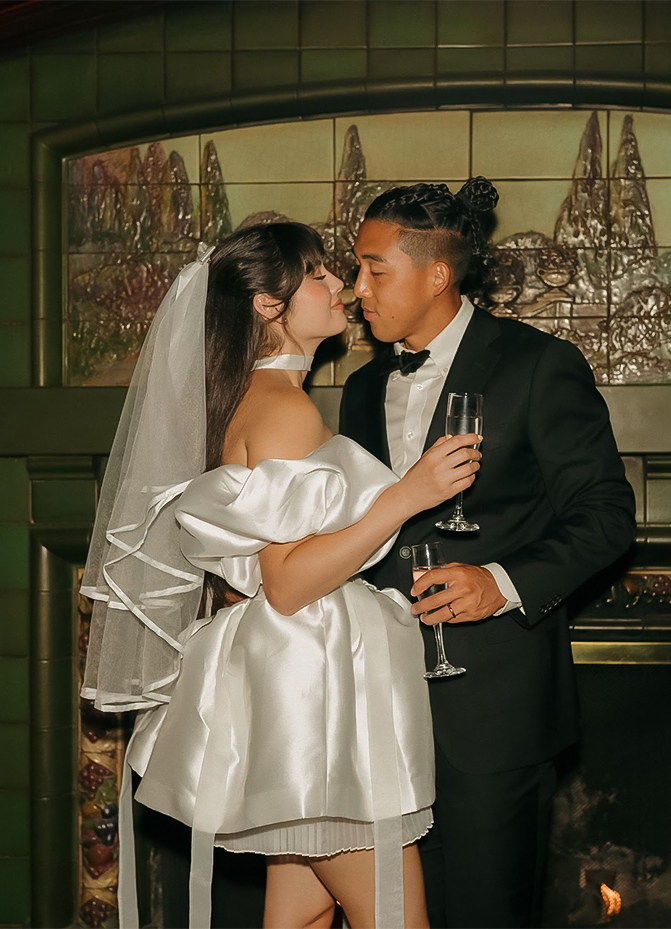 a man and woman kissing